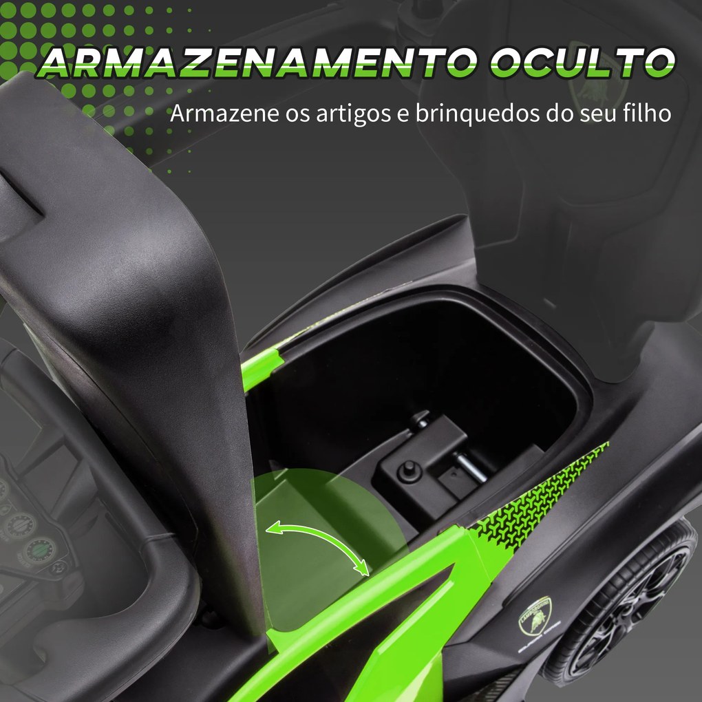 Carro Andador 2 em 1  para Crianças 12-36 Meses Lamborghini Essenza SCV2 Carro Andador com Buzina Guiador e Grade de Segurança Removível 86,5x40x89,5c