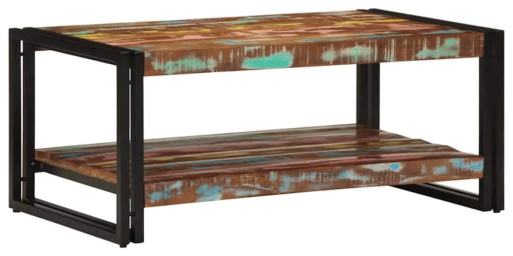 Mesa de centro multicor 90x50x38 cm madeira maciça recuperada