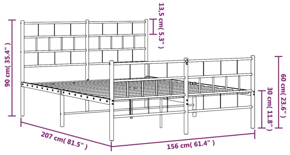 Estrutura de cama com cabeceira e pés 150x200 cm metal preto