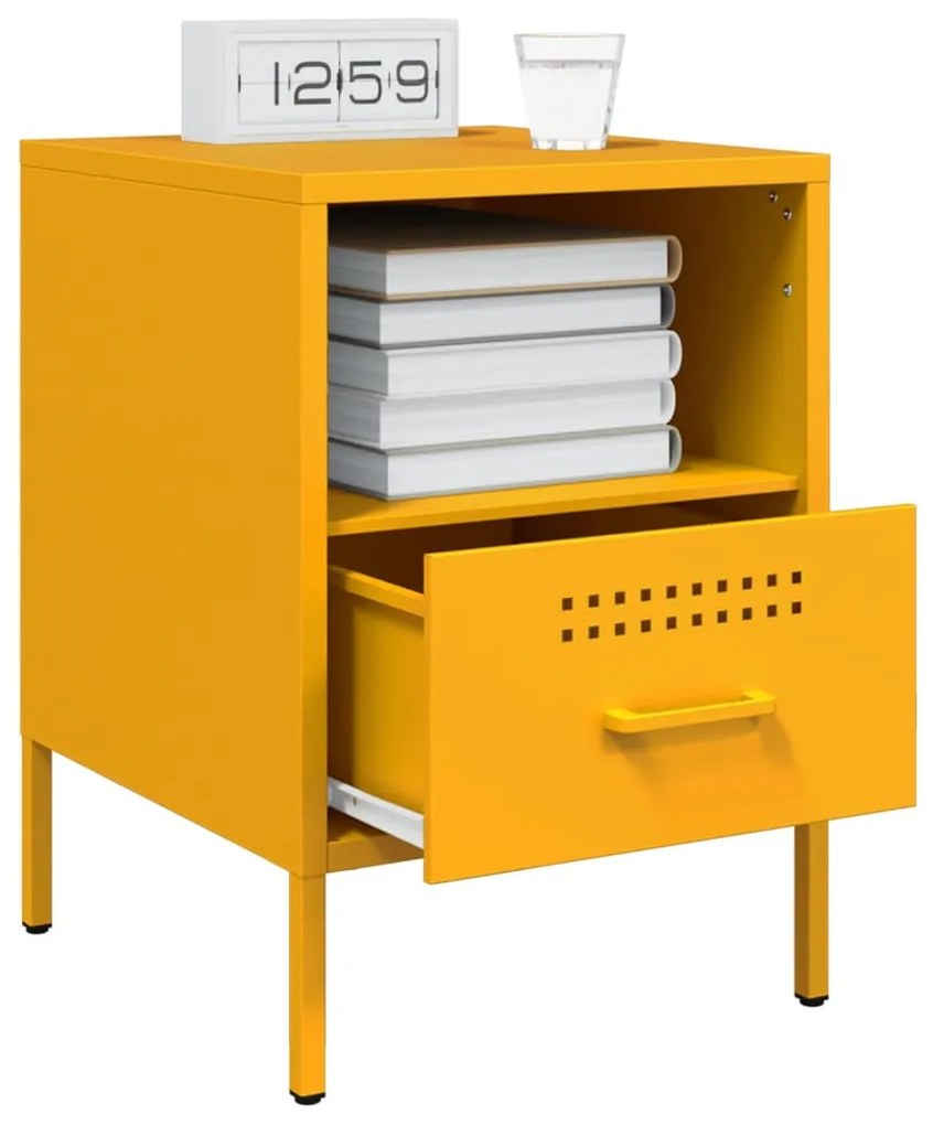 Mesas de cabeceira 2 pcs 36x39x50,5 cm aço amarelo mostarda