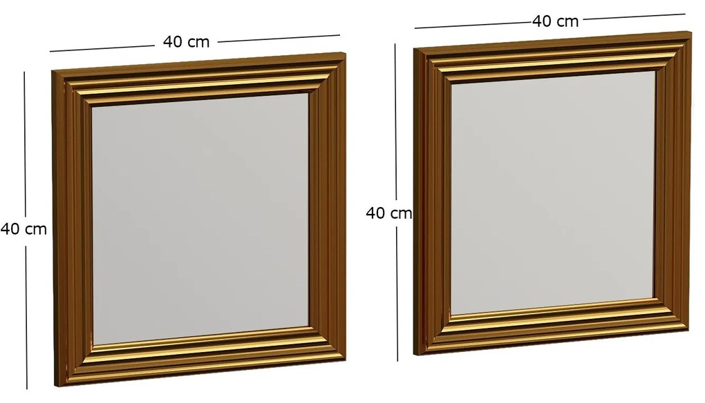 Conjunto de Espelhos Bale – Dourado – 40x40x3 cm