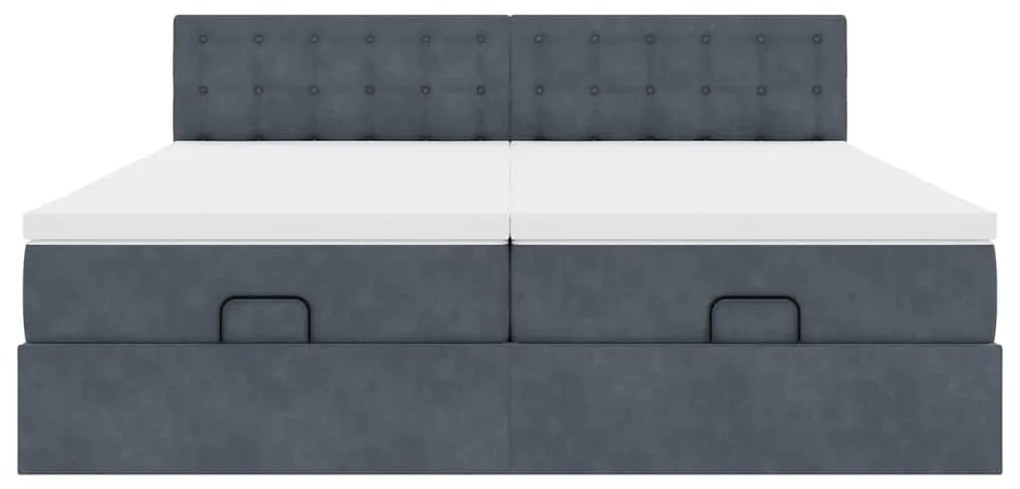 Estrutura cama otomana colchões 180x200 cm cinzento escuro