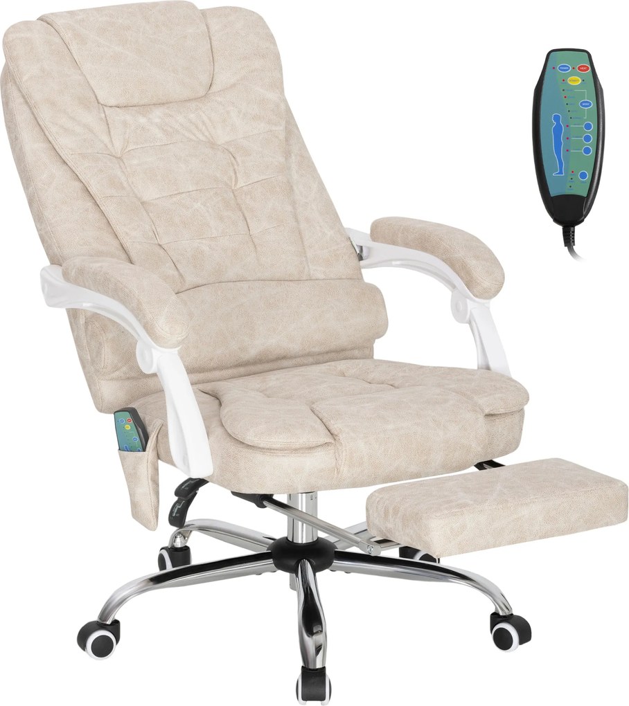 Vinsetto Cadeira de Escritório Massageadora e Aquecida 65x70x111-119 cm Creme | Aosom Portugal