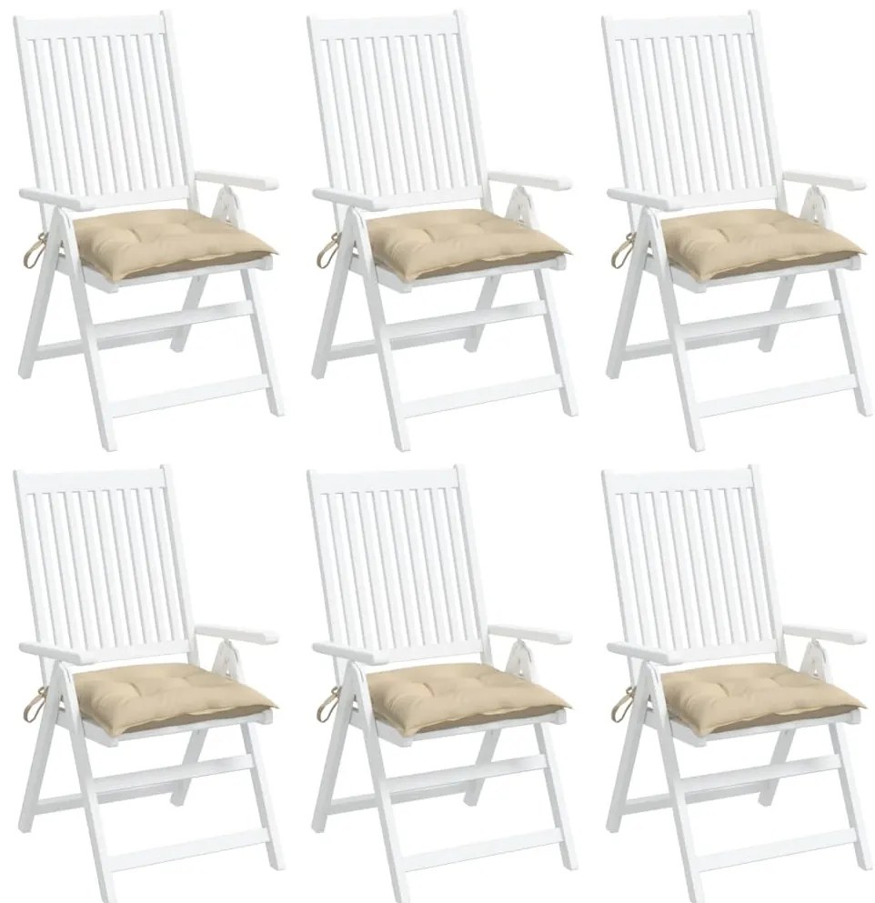 Almofadões de cadeira 6 pcs 40x40x7 cm tecido oxford bege