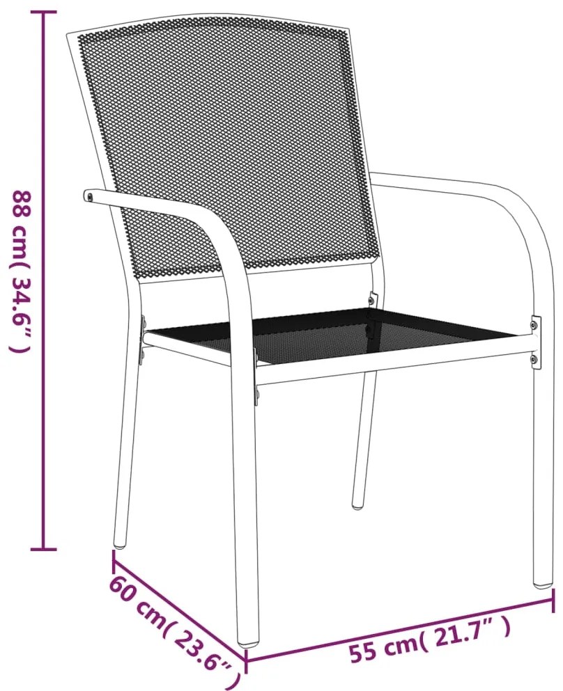 7 pcs conjunto de jantar para jardim aço antracite