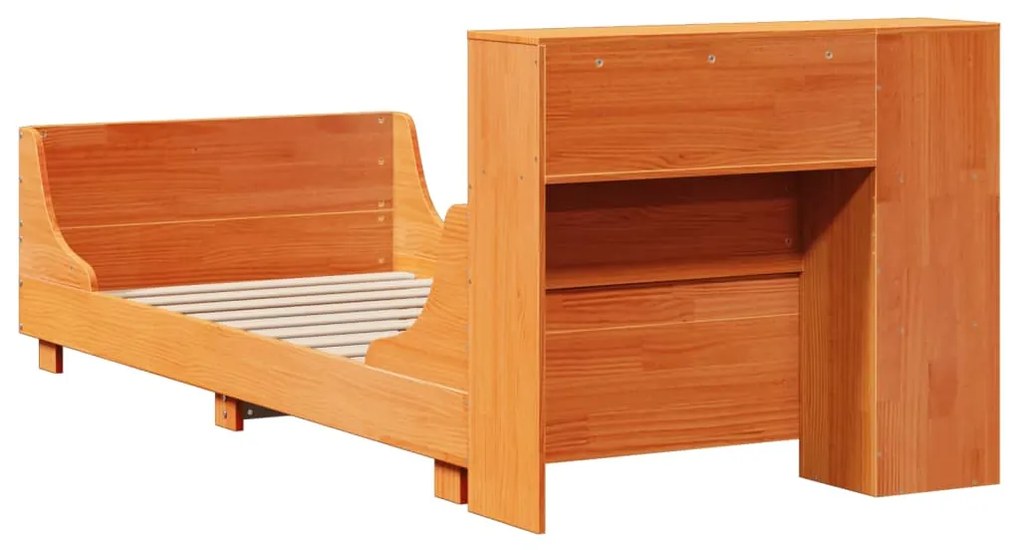 Cama sem colchão 90x200 cm pinho maciço castanho-mel