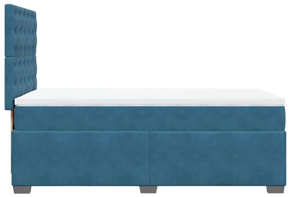 Cama boxspring com colchão 90x190 cm veludo azul