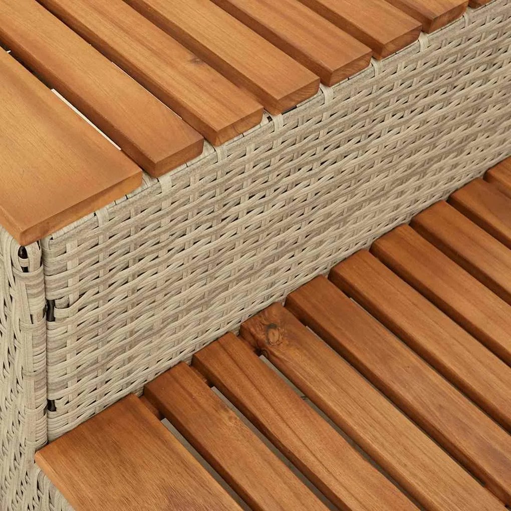 Degrau p/ hidromassagem 100x50x50,5 cm PE e acácia maciça bege