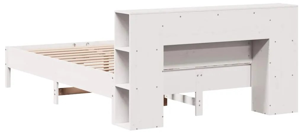 Cama com estante sem colchão 140x190 cm pinho maciço branco