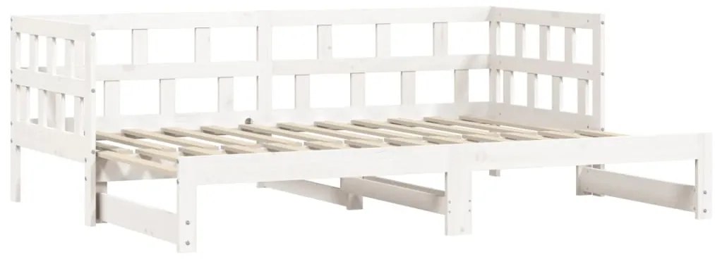 Sofá-cama com gavetão 80x200 cm madeira de pinho maciça branco