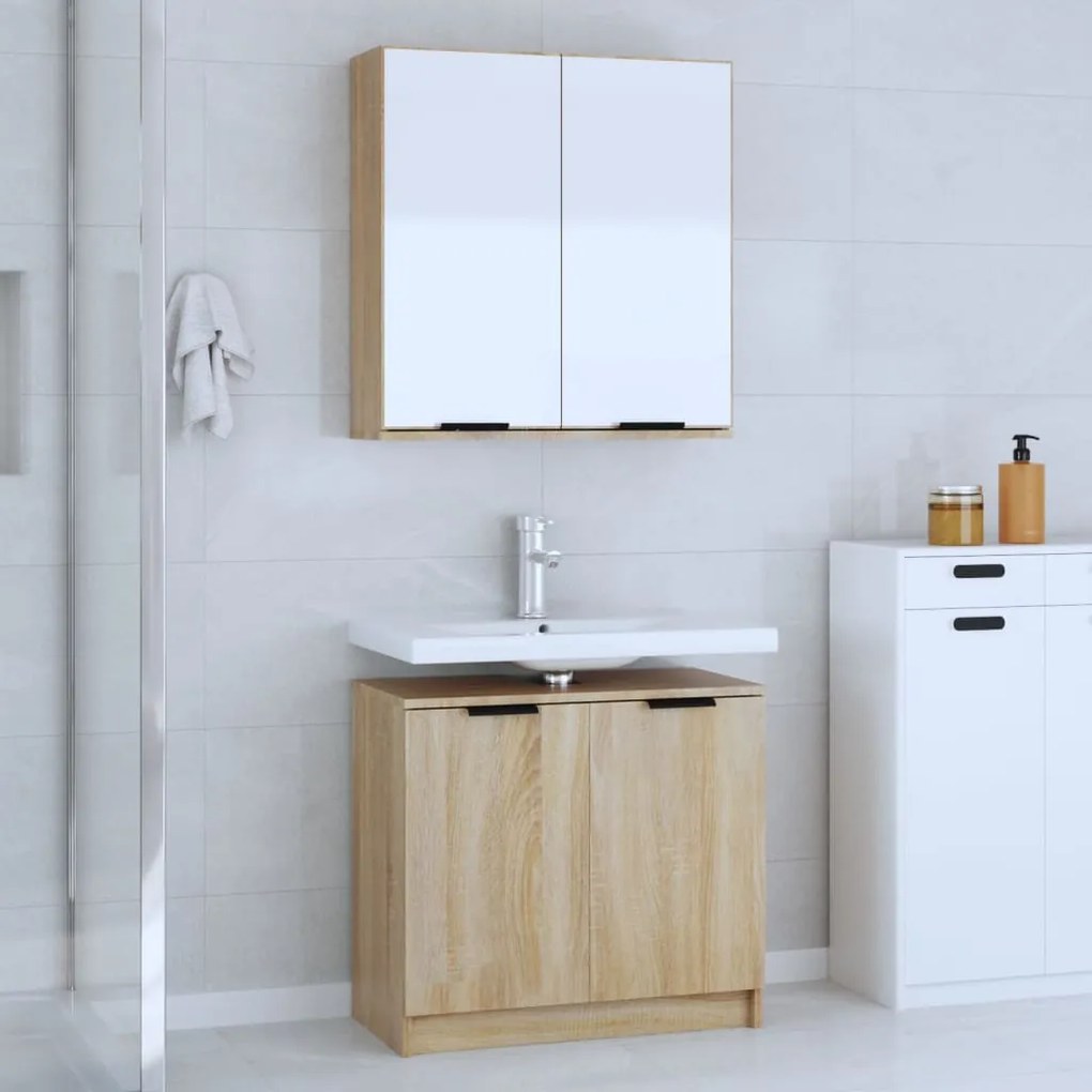vidaXL 2 pcs conj. móveis casa banho derivados madeira carvalho sonoma