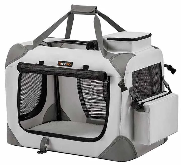 Transportadora para cães M em tecido Oxford com pegas 60 x 42 x 42 cm (C x L x A) cinzento