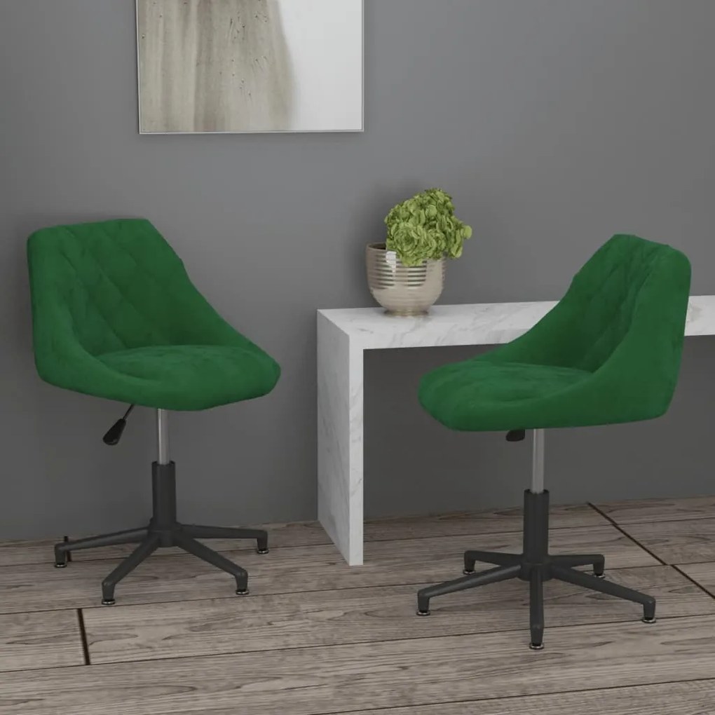 vidaXL Cadeiras de jantar giratorias 2 pcs veludo verde-escuro