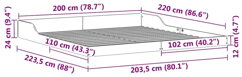 Estrutura da Cama Castanho-mel 200 x 220 cm