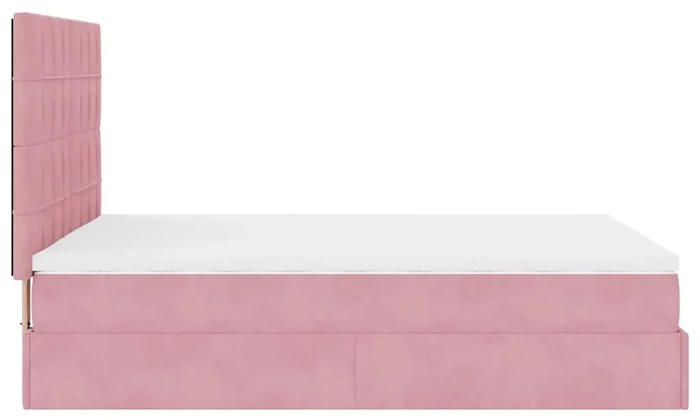 Estrutura de cama otomana com colchões 140x200 cm veludo rosa