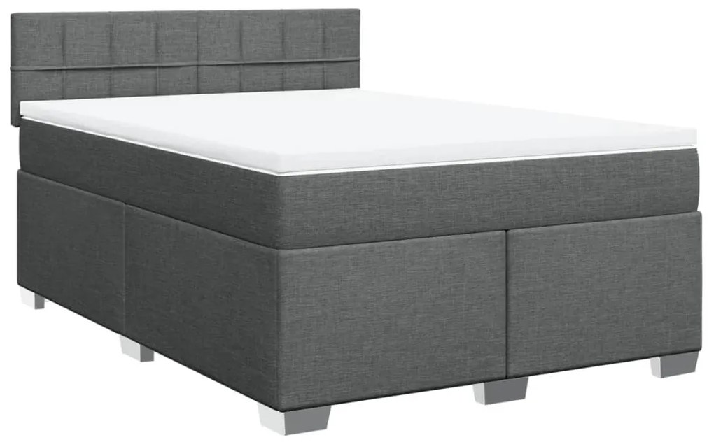 Cama com molas/colchão 140x200 cm tecido cinzento-escuro