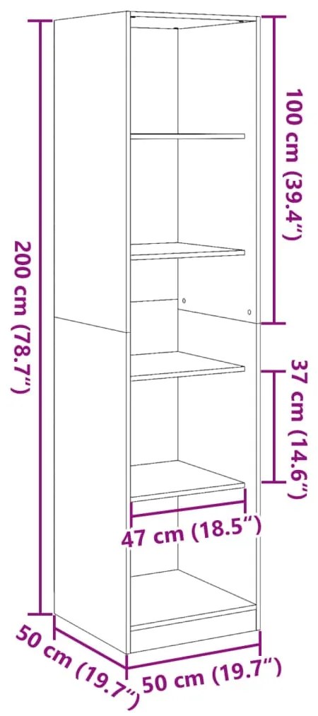 Roupeiro 50x50x200 cm contraplacado cinzento cimento