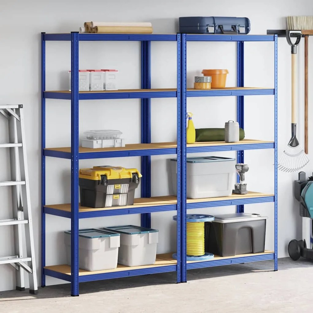 Prateleiras de armazenamento de 5 camadas 2 pcs aço azul