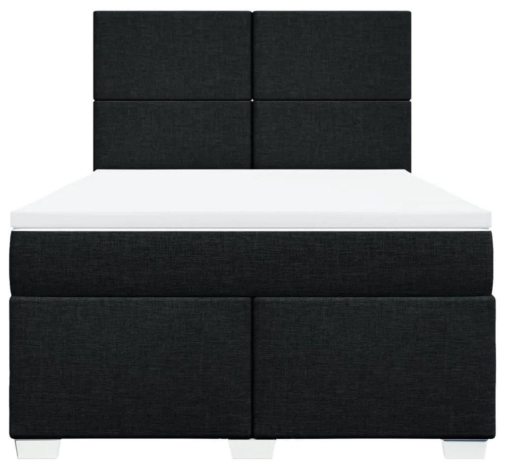 Cama com molas/colchão 140x200 cm tecido preto