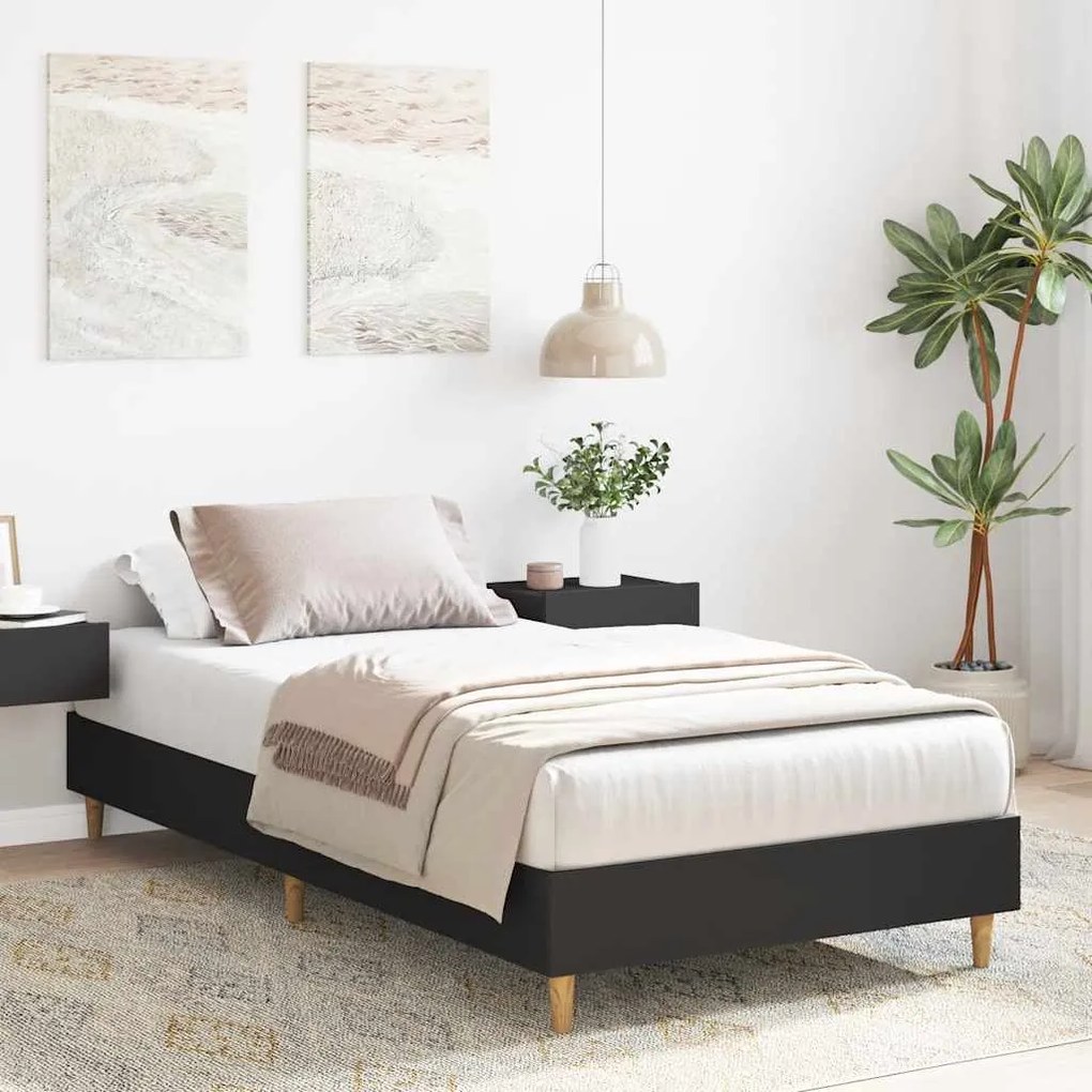 Estrutura cama s/ colchão 75x190 cm derivados de madeira preto