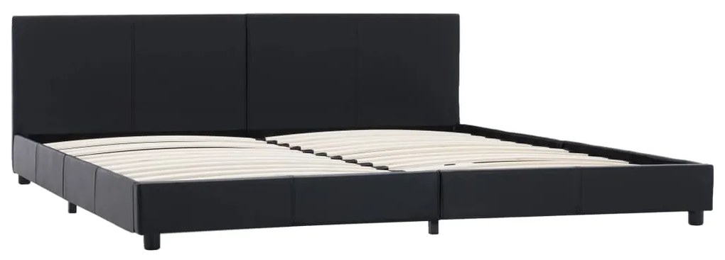 Estrutura de cama 180x200 cm couro artificial preto