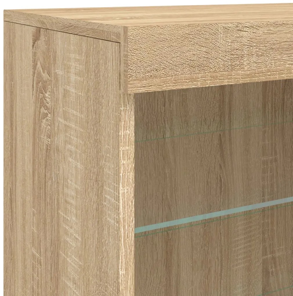 Aparador com luzes LED 60,5x37x67 cm carvalho sonoma