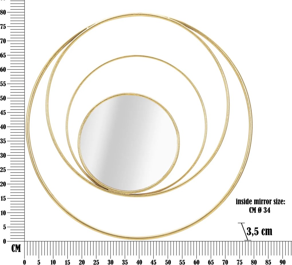 ESPELHO DE PAREDE ARC GLAM Ø 80X3,5 CM DOURADO