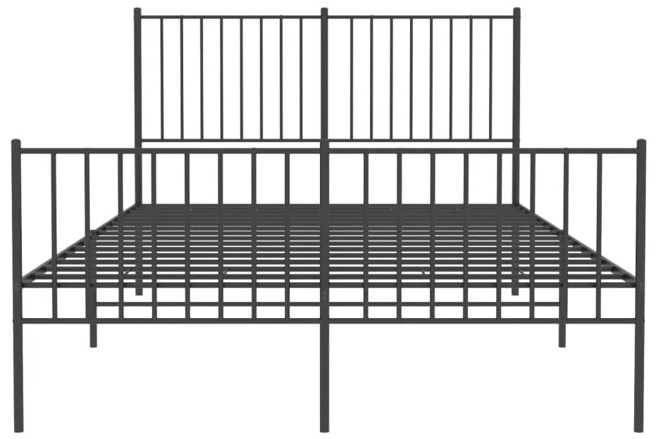 Estrutura de cama com cabeceira e pés 140x190 cm metal preto