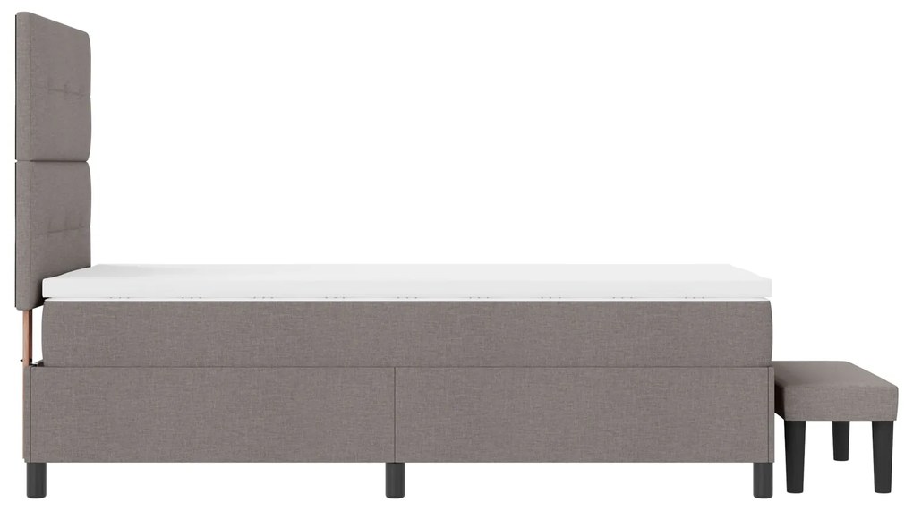 Cama Box Spring com Colchão &amp; Banco Taupe 90x190 cm Tecido