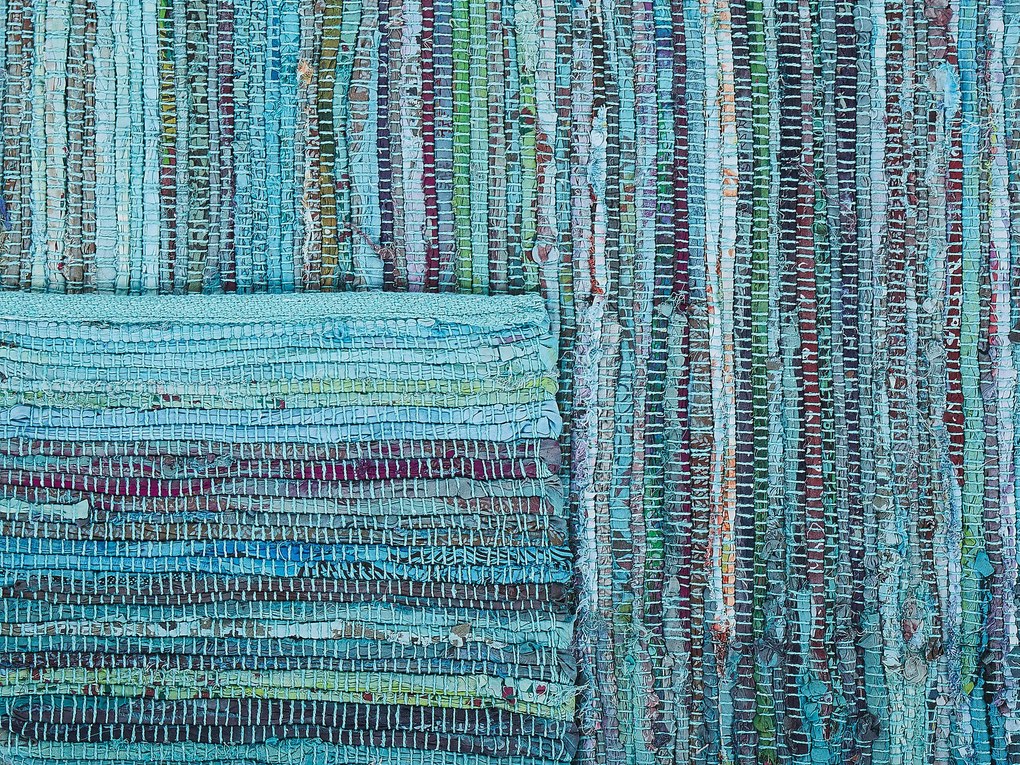 Tapete de algodão azul 140 x 200 cm MERSIN Beliani