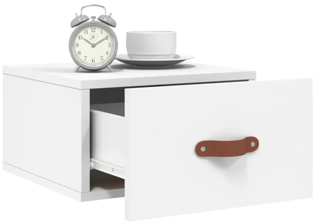Mesas de cabeceira montagem na parede 2 pcs 35x35x20 cm branco
