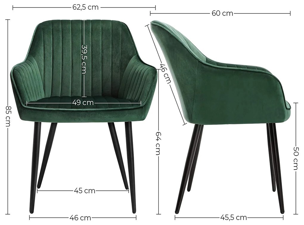 Conjunto de 2 cadeiras cozinha, jantar de jantar verde-preto
