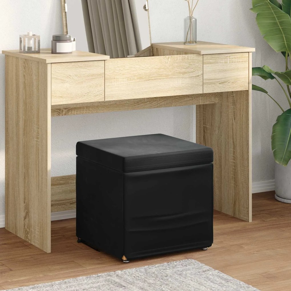 vidaXL Banqueta Preto 41 x 41 x 40 cm Veludo e Madeira de Engenharia