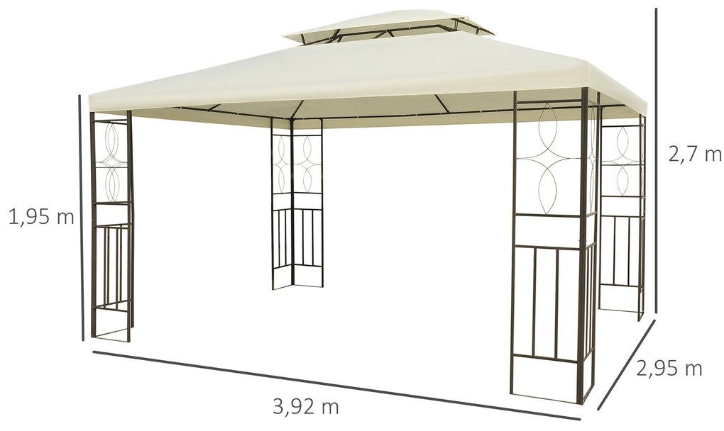 Pérgola de Jardim 295x392x270 cm Pérgola para Exterior com Duplo Teto