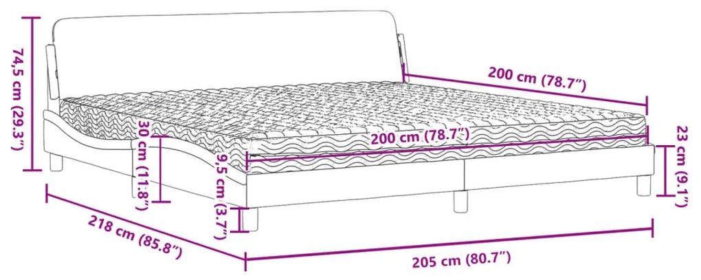 Cama com colchão 200x200 cm veludo azul