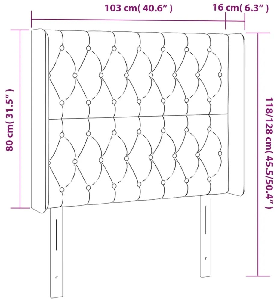 Cabeceira cama c/ abas veludo 103x16x118/128 cm cinzento-escuro