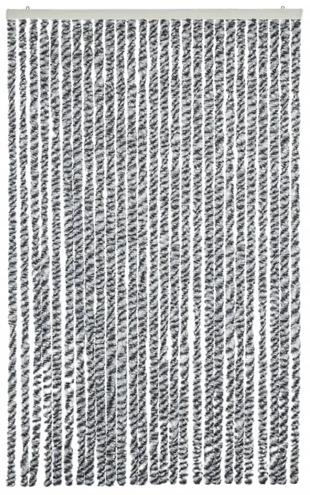 Cortina anti-insetos 118x220 cm chenille cinzento/preto/branco