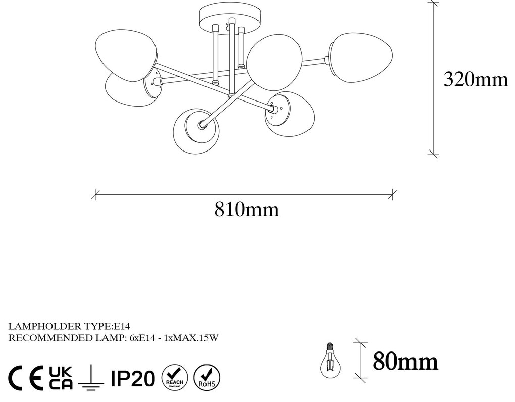 Chandelier Camflo – Vintage – 81 x 81 cm