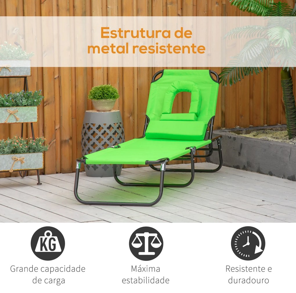 Espreguiçadeira Dobrável com Encosto Ajustável em 4 Posições Espreguiç