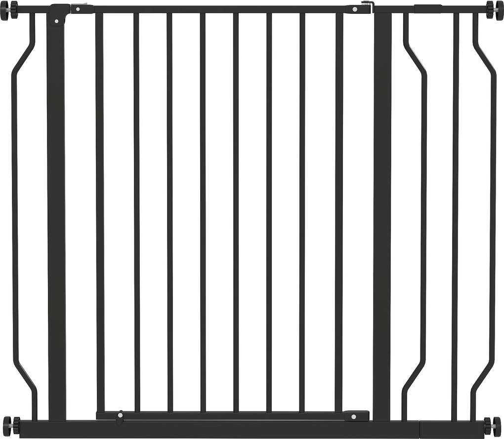 Barreira de Segurança para Cães Extensível para Escadas e Portas 75-95 cm com 1 Extensão e 10 cm Altura 76 cm Preto