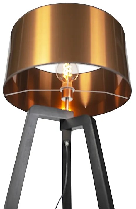 Candeeiro de pé preto com cúpula em cobre 50 cm - Puros Country / Rústico,Moderno