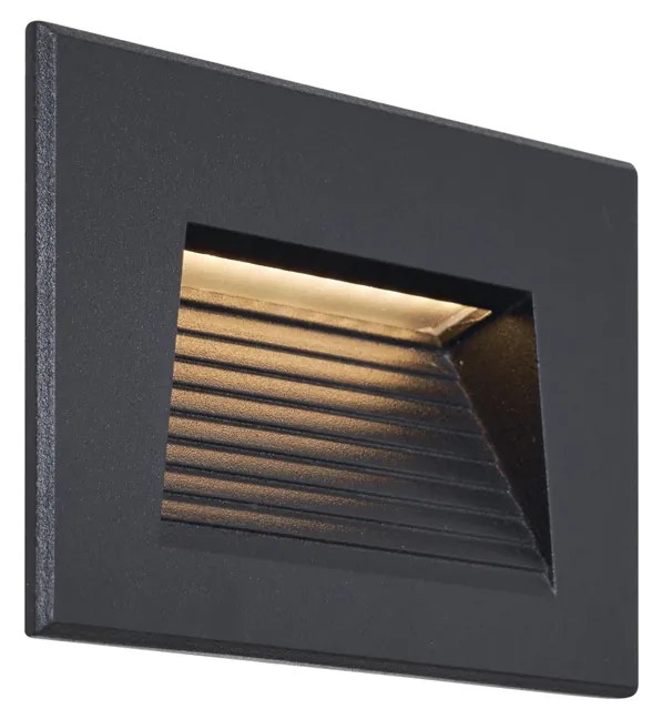 Aplique de parede embutido moderno preto 11,5cm incl. LED IP65 - Trem Moderno
