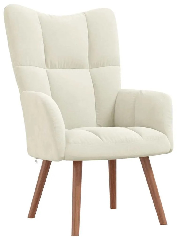 Cadeira de descanso com banco veludo branco nata