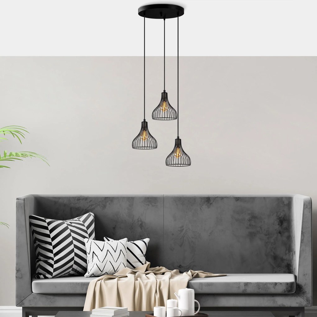 Candeeiro de Teto Telyildo – Preto Antigo – 44 x 44 x 117 cm