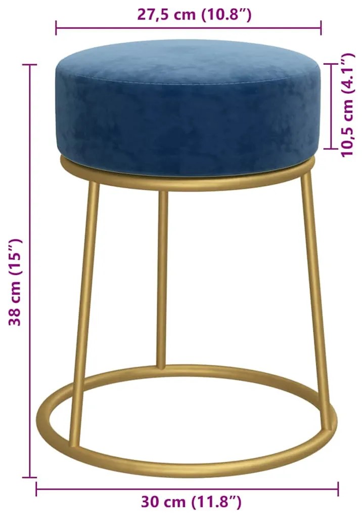 Banqueta redonda veludo azul