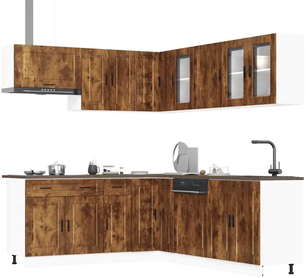vidaXL 11 peças armário de cozinha conjunto Porto carvalho fumado