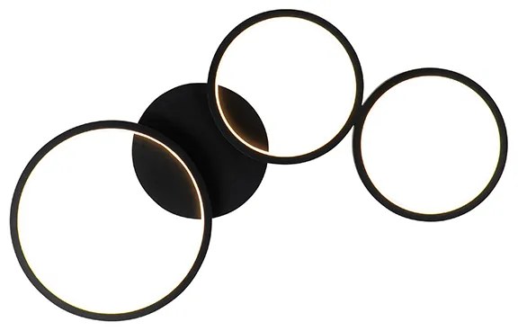 Candeeiro de teto design preto com LED integrado regulável em 3 níveis 3 luzes - Pande Design