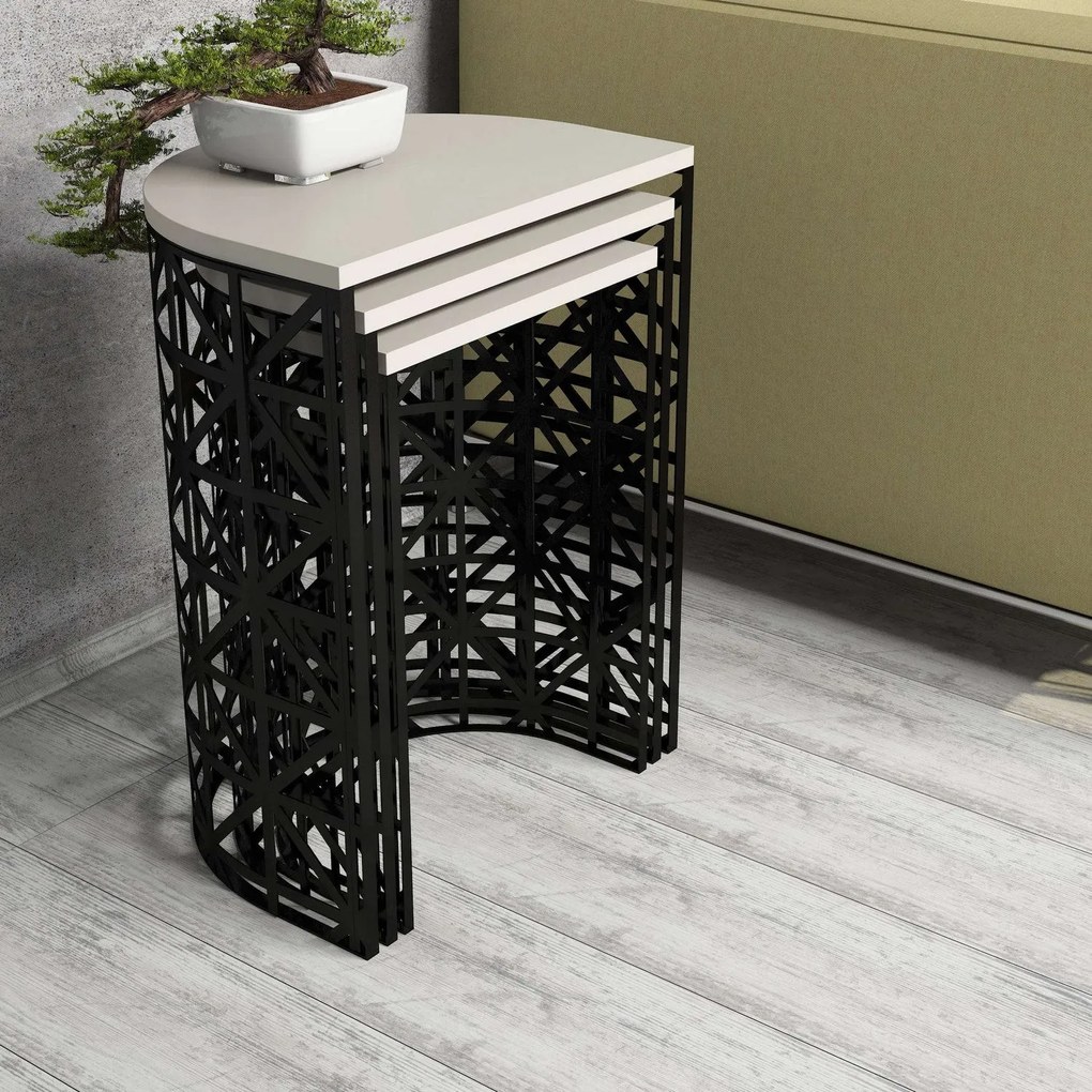 Mesas de Encostar Stil Metal Ferforje – Creme Preto – 46x62x33 cm / 41