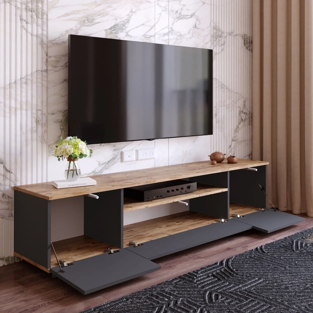 **** Móvel TV FR7 – Pinho Atlântico Antracite – 180x44,6x44,5 cm

**