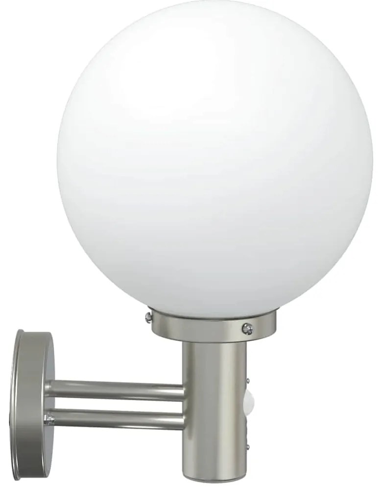 Luz de Parede Externa com Sensor Prateado Aço Inoxidável IP44